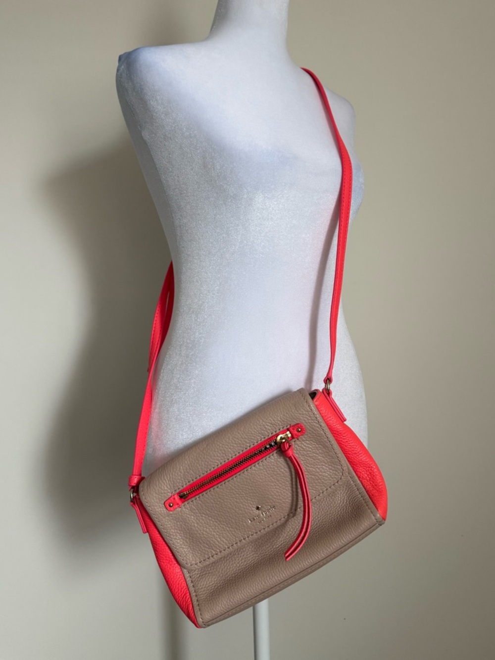 Taupe and Hot Orange Crossbody Kate Spade Bag - Women's cobble Hill Bag